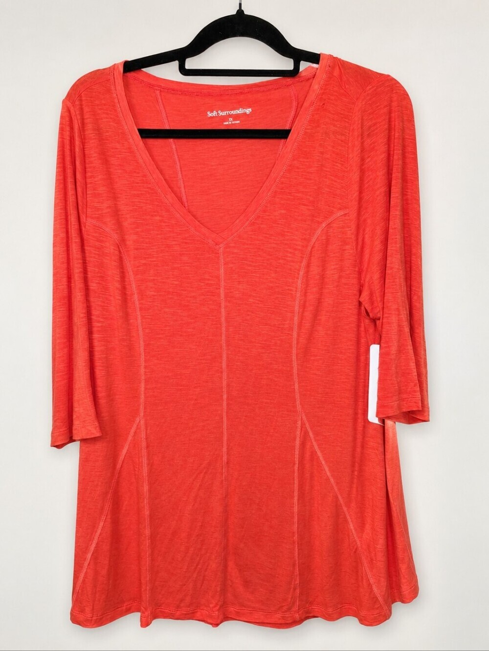 Soft Surroundings Amelia A-Line Tunic Top Plus 1X Poppy Red 3/4 Sleeve NWT $90